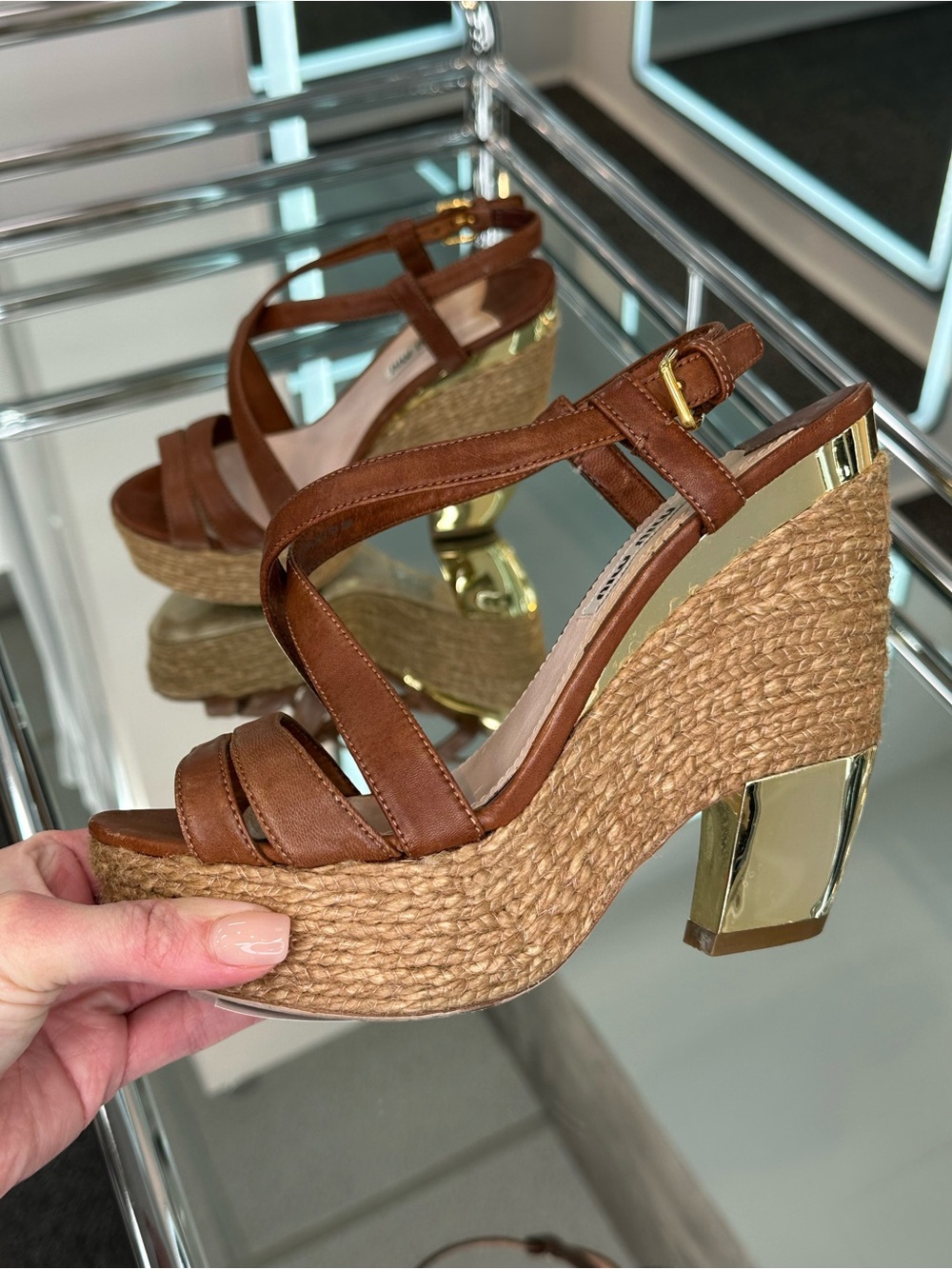 Miu Miu platform espadrille sandal heel